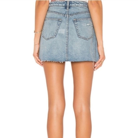 Free People We The Free Button Fly Distressed Denim Skirt - Picture 11 of 11
